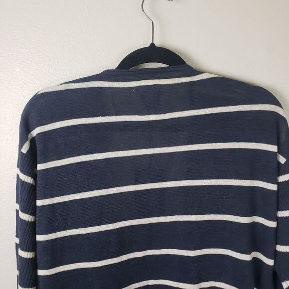 Chaser NWT Women's Blueish Grey White Striped Open Long Sleeve Cardigan Size Med - Picture 8 of 11